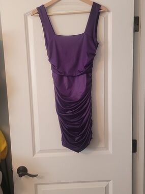 Forever 21 Purple Square-Neck Ruched Bodycon Dress